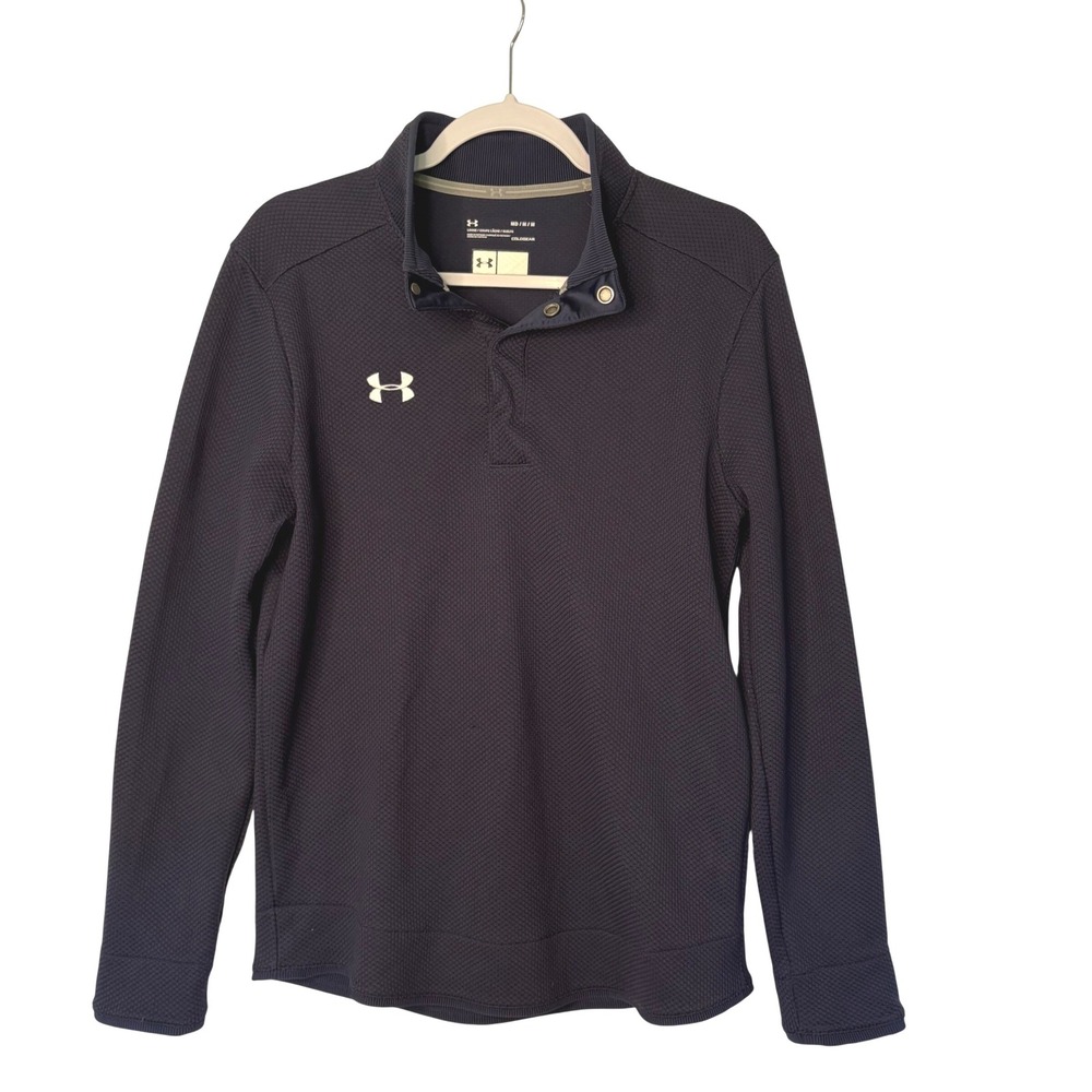 Under Armour ColdGear Navy Waffle Knit Snap Mock Neck Gorpcore Sporty Y2K Men M